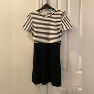 Zara Black and White Striped French Inspired Mini Dress - Size Small